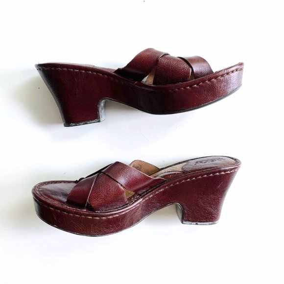 born open toe leather slip on clog sandals - size 7 - Picture 5 of 7